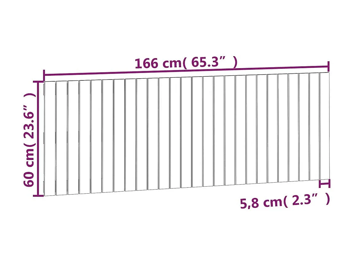 Wandhoofdbord 166x3x60 cm massief grenenhout