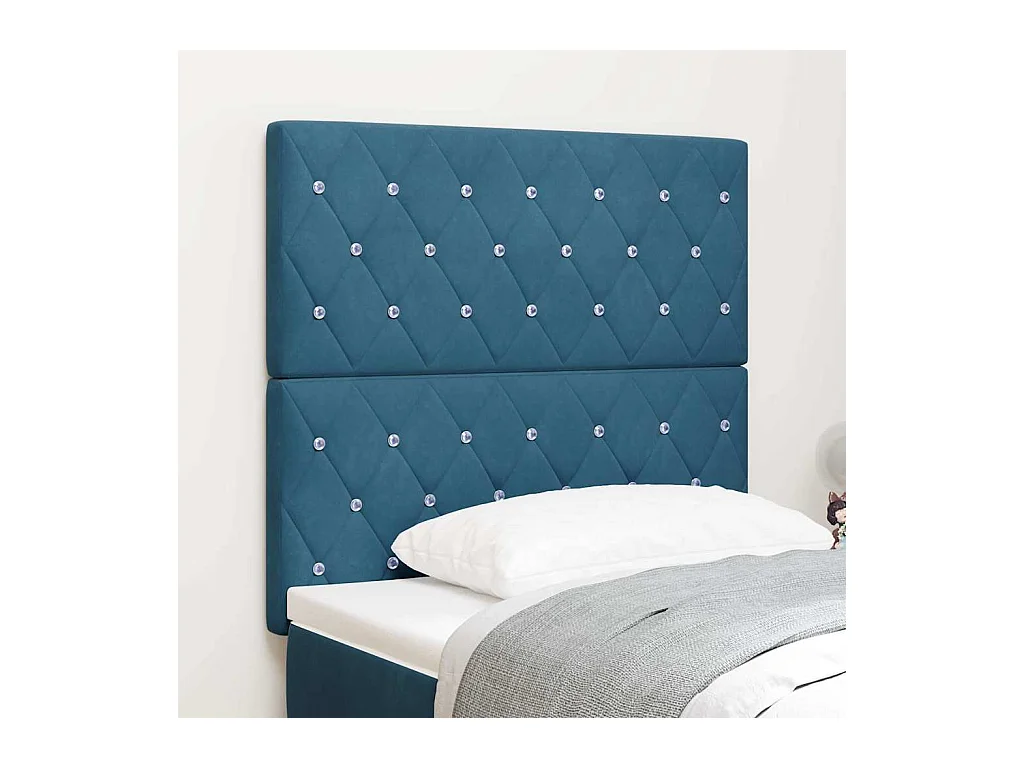 Tête de Lit LED Argyle Bleu foncé 90 cm Velours