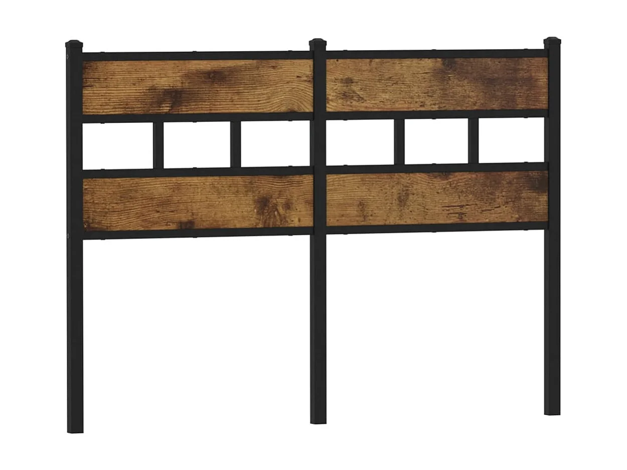 Tête de lit chêne fumé 135 cm fer et bois d'ingénierie