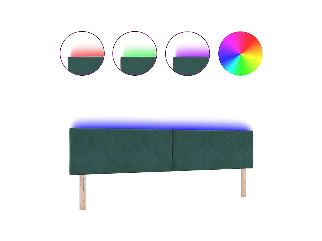 Tête de Lit LED Géométrique Vert foncé 200 cm Velours