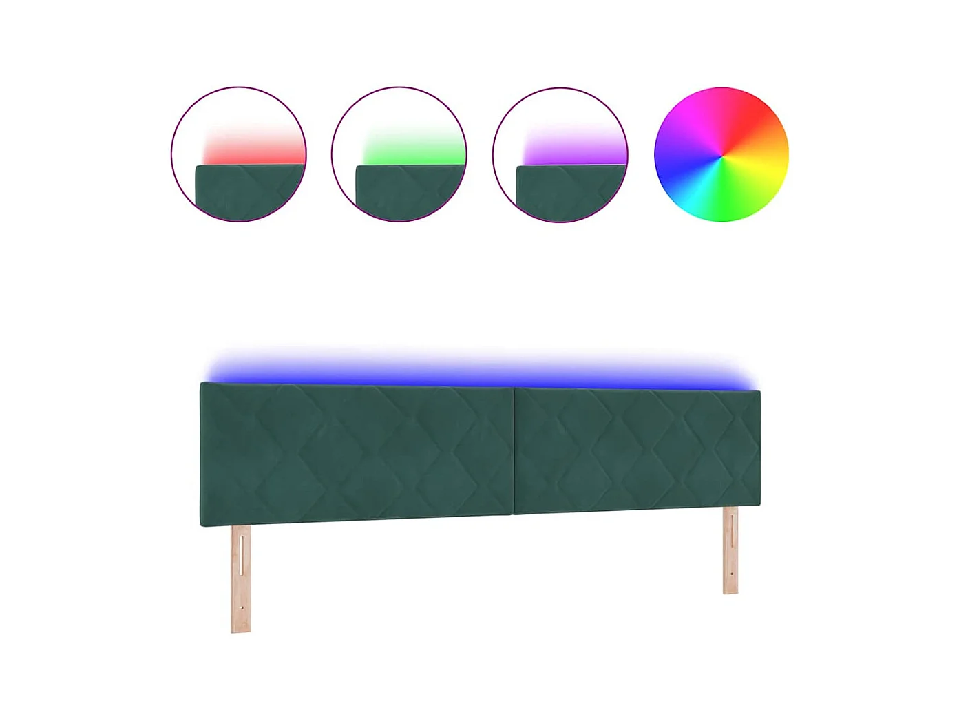 Tête de Lit LED Géométrique Vert foncé 200 cm Velours