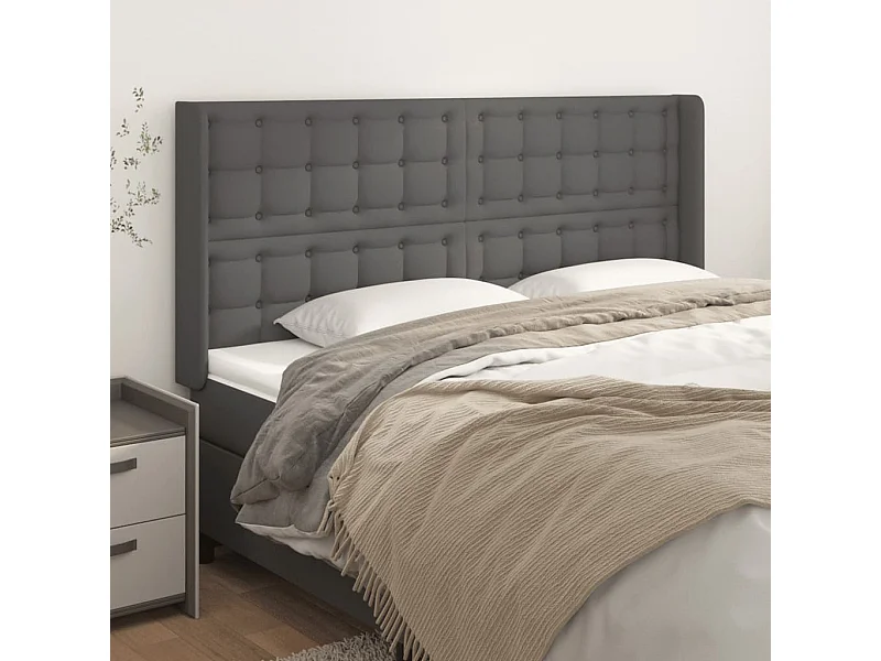 Tête de lit avec oreilles Gris 163x16x118/128 cm Similicuir