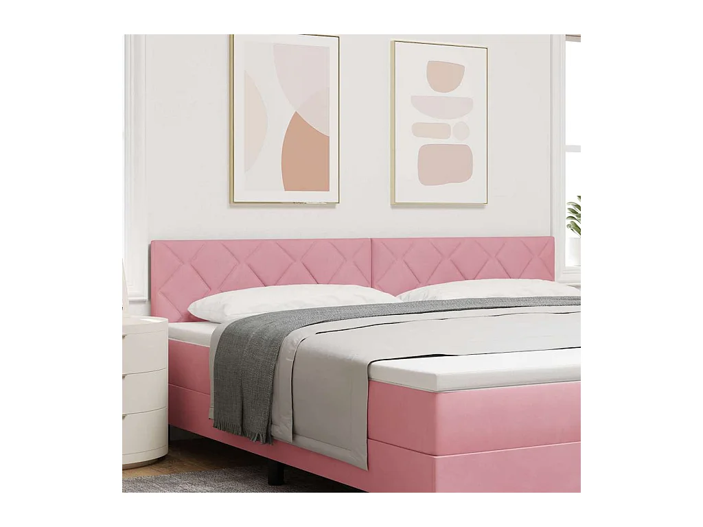 Tête de Lit LED avec des lumières à LED Rose 200 cm Velours