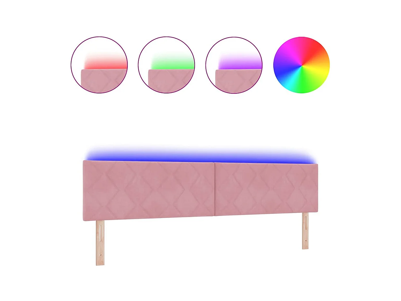 Tête de Lit LED avec des lumières à LED Rose 200 cm Velours