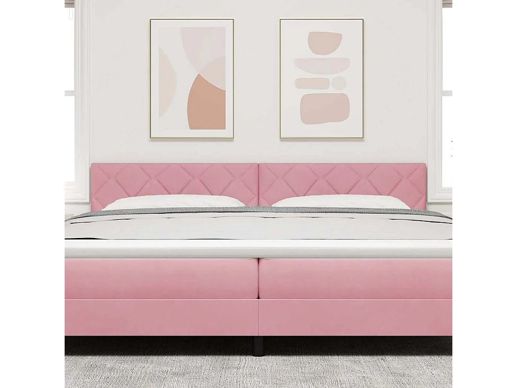 Cabeceira LED com luzes de tira LED Manual Rosa 200 cm Veludo