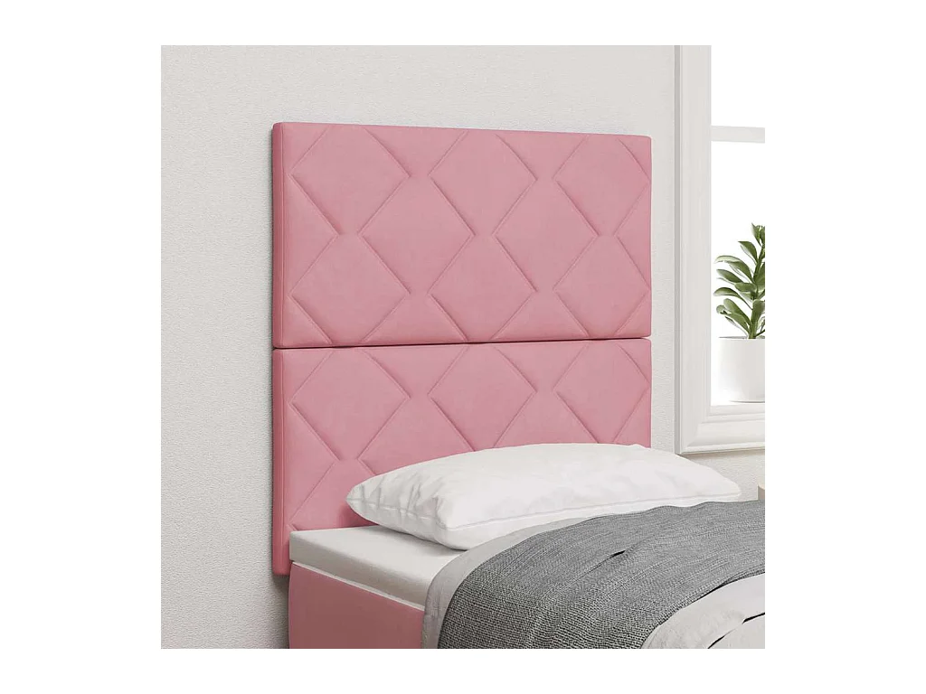Tête de lit Montage mural Géométrique Rose 80 cm Velours