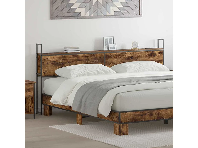 Opslage hoofdbord met oplaadstation Gerookt eiken 180 cm