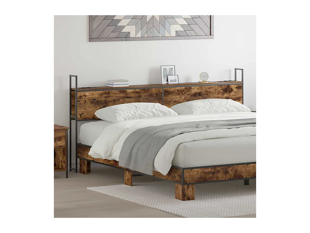 Tête de lit avec Station de Charge Chêne fumé 180 cm