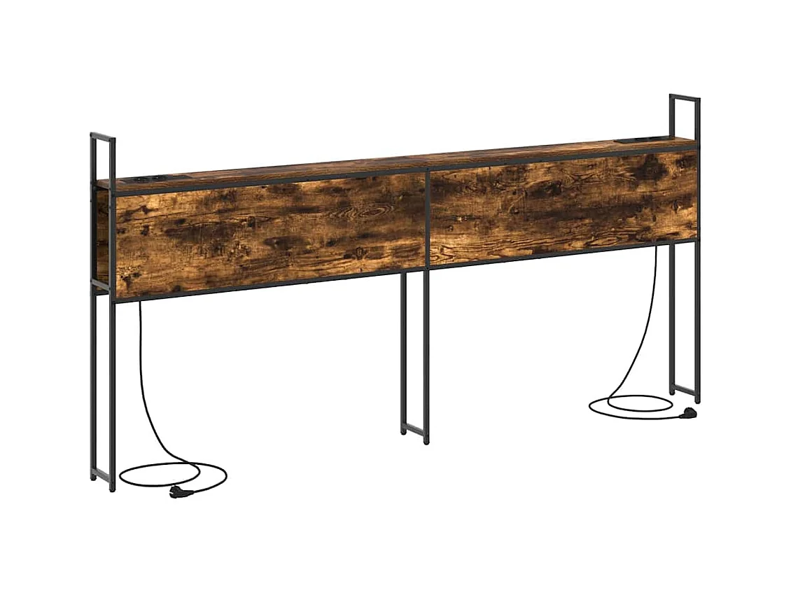 Tête de lit avec Station de Charge Chêne fumé 180 cm