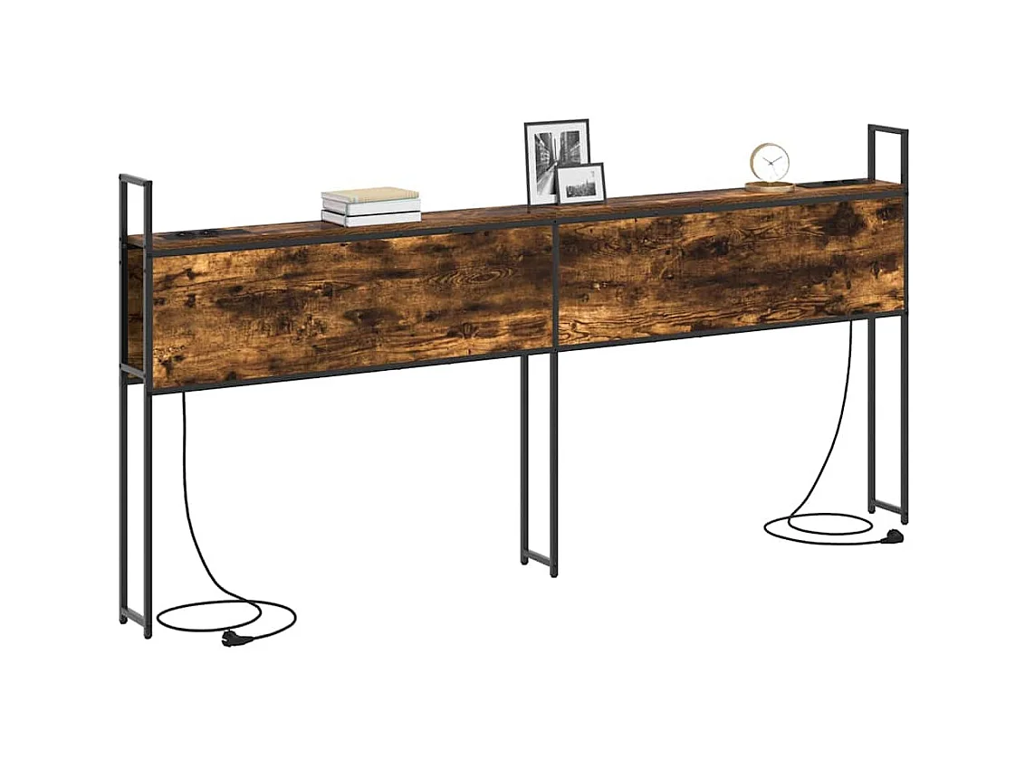 Tête de lit avec Station de Charge Chêne fumé 180 cm