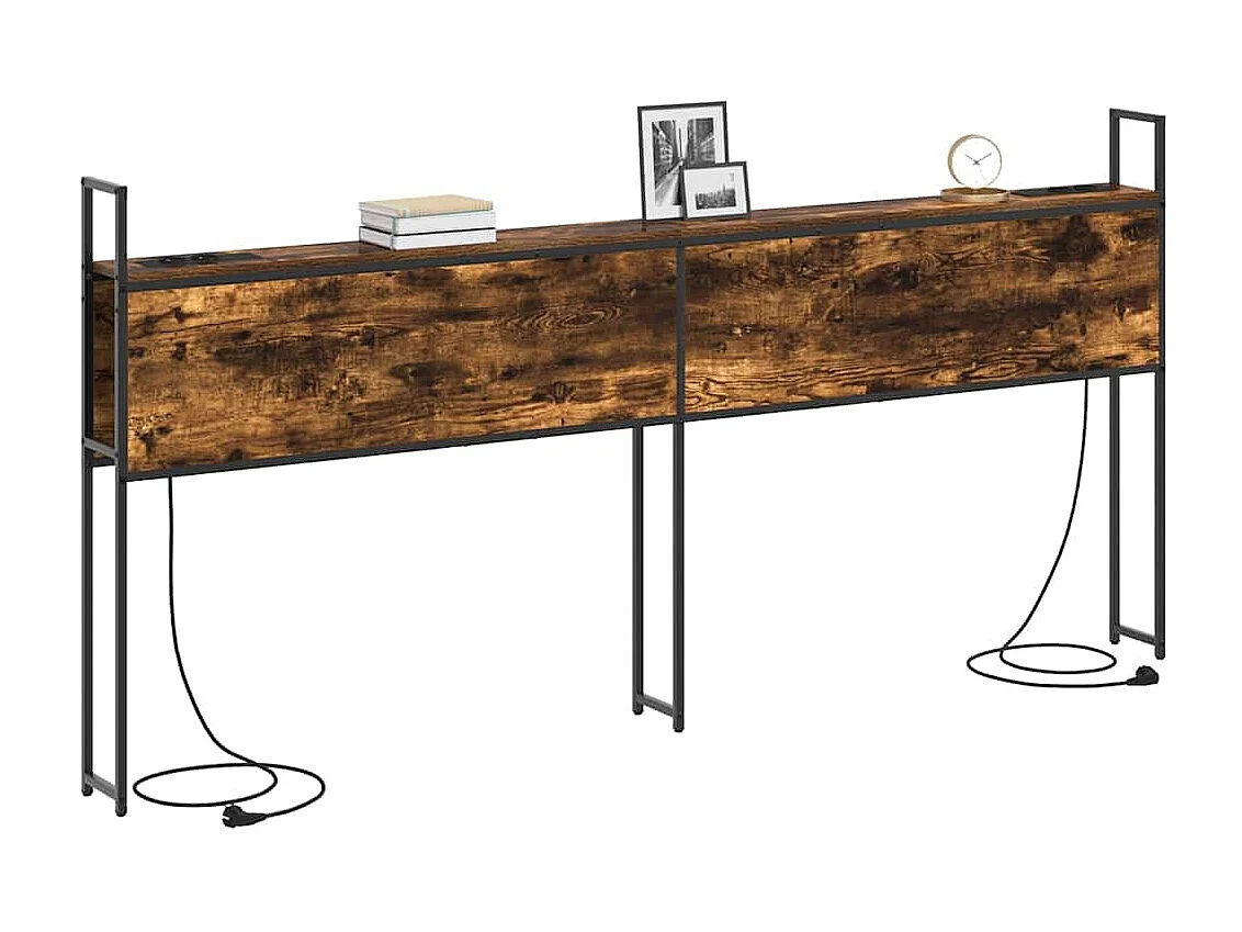 Tête de lit avec Station de Charge Chêne fumé 180 cm