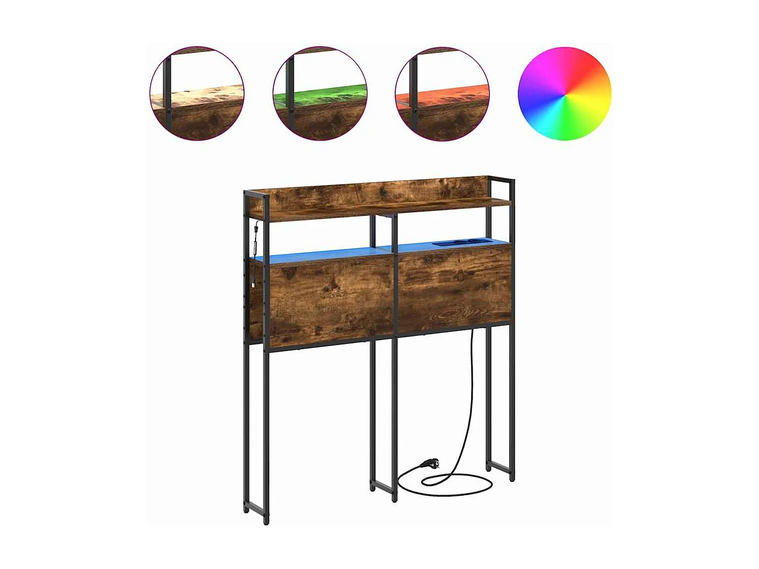 Opberghoofdbord met plank Gerookt eiken 80 cm Bewerkt hout