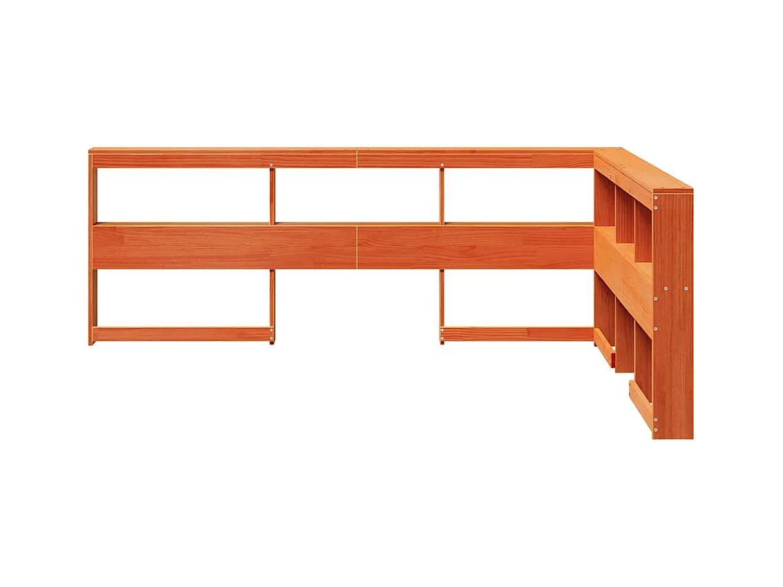 Estante cabeceira forma de L 150 cm pinho maciço castanho-mel