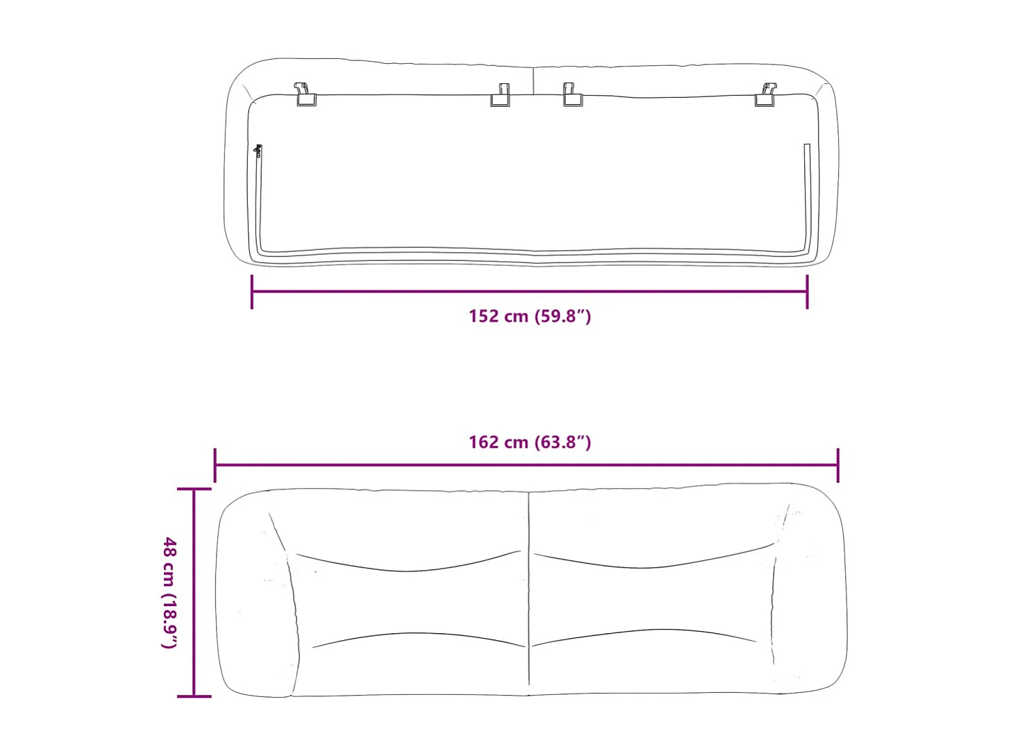 Tête de lit noir 152 cm similicuir