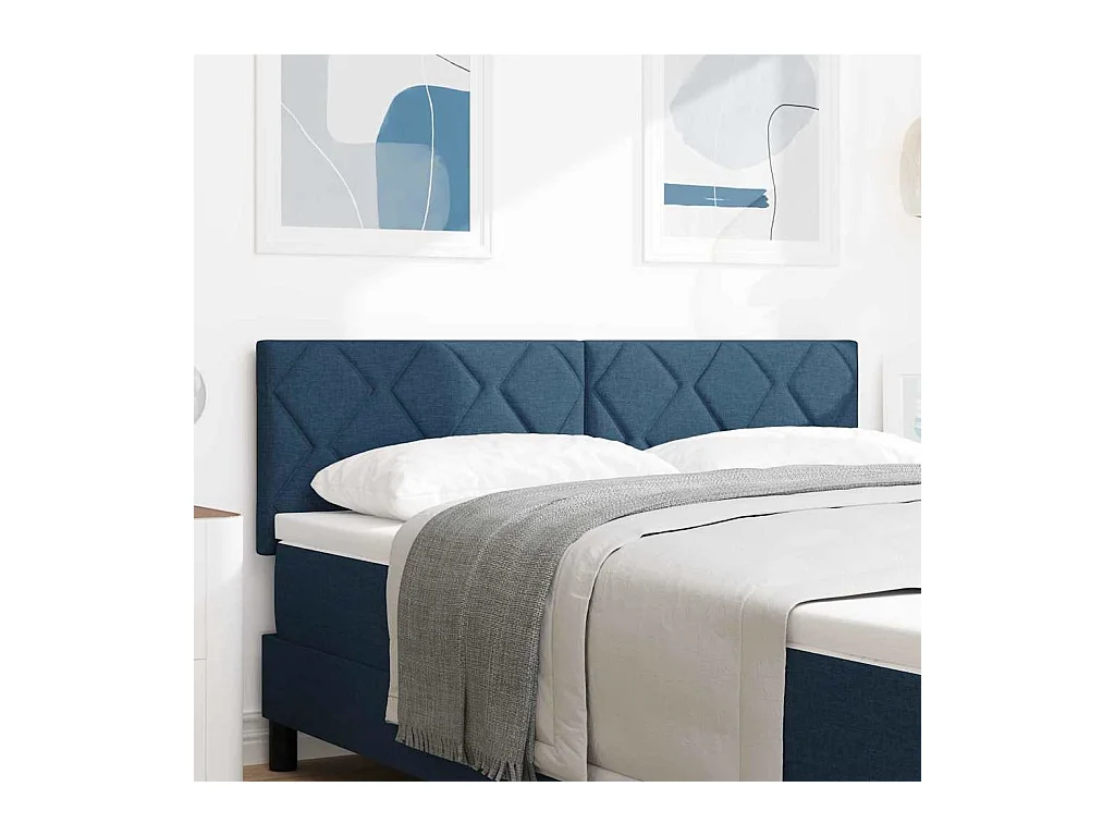 Tête de Lit en Tissu Géométrique Bleu 160 cm tissu