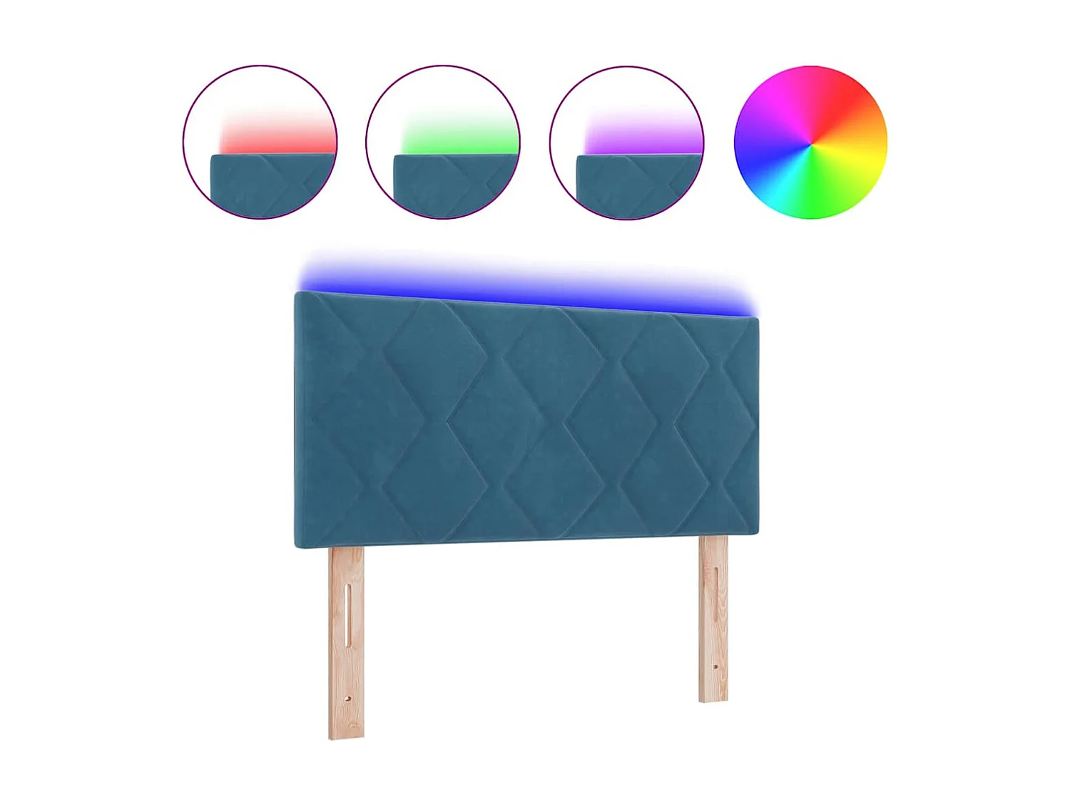 Tête de Lit LED Géométrique Bleu foncé 100 cm Velours