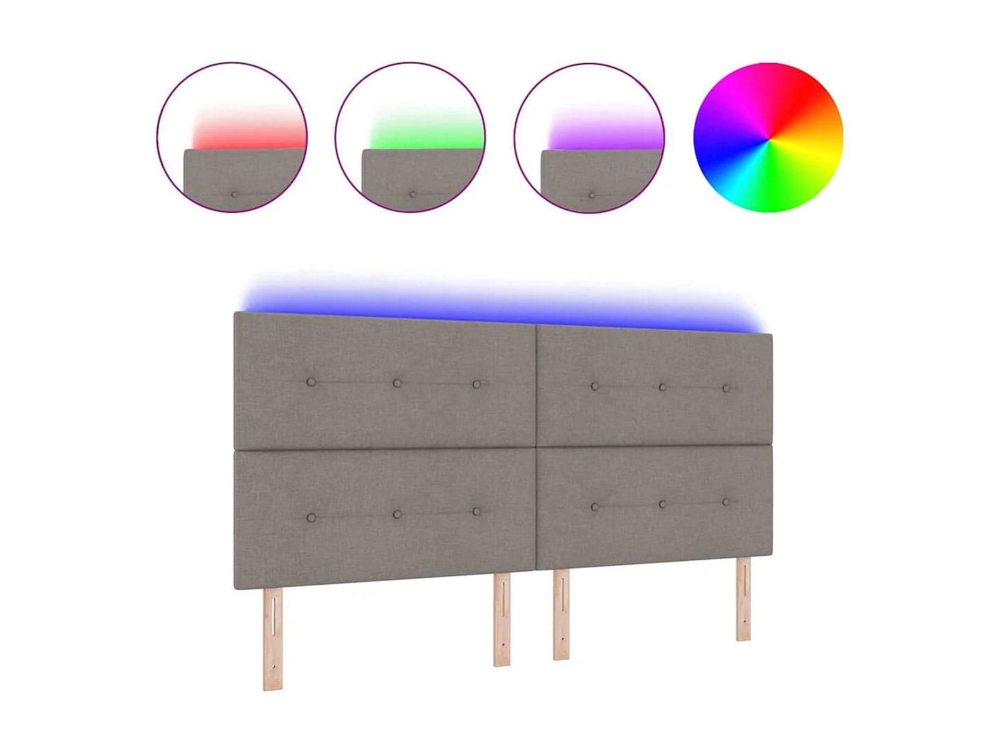 Tête de Lit LED avec des lumières à LED Taupe 200 cm tissu