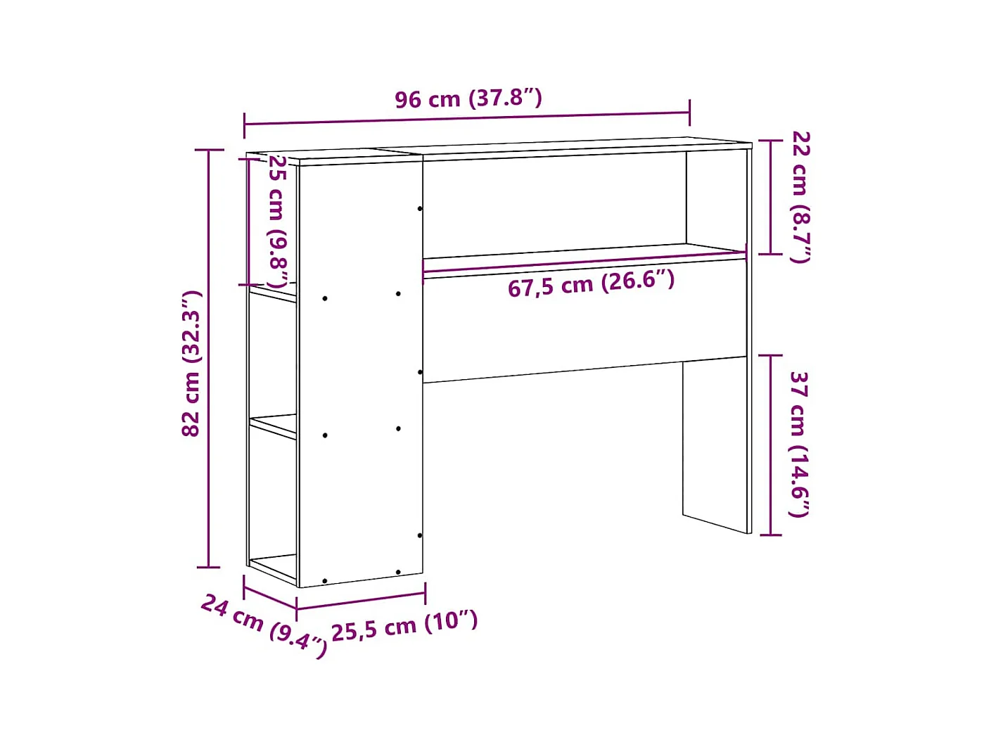 Cabecero de cama almacenaje madera maciza pino blanco 90 cm