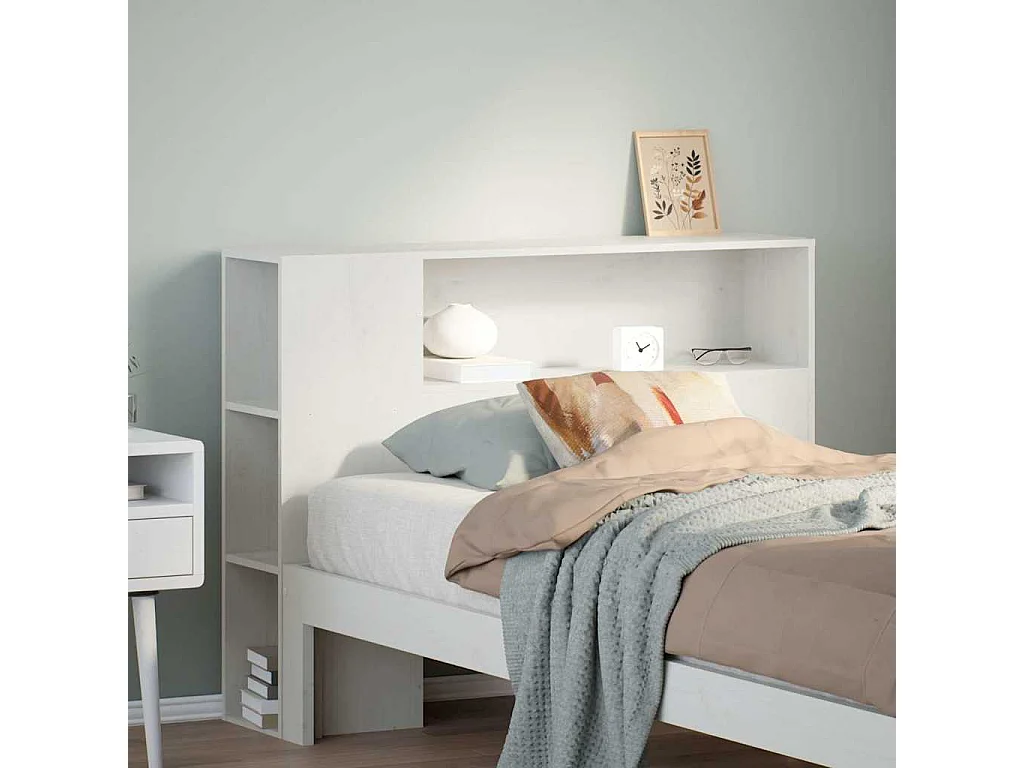 Cabecero de cama almacenaje madera maciza pino blanco 90 cm