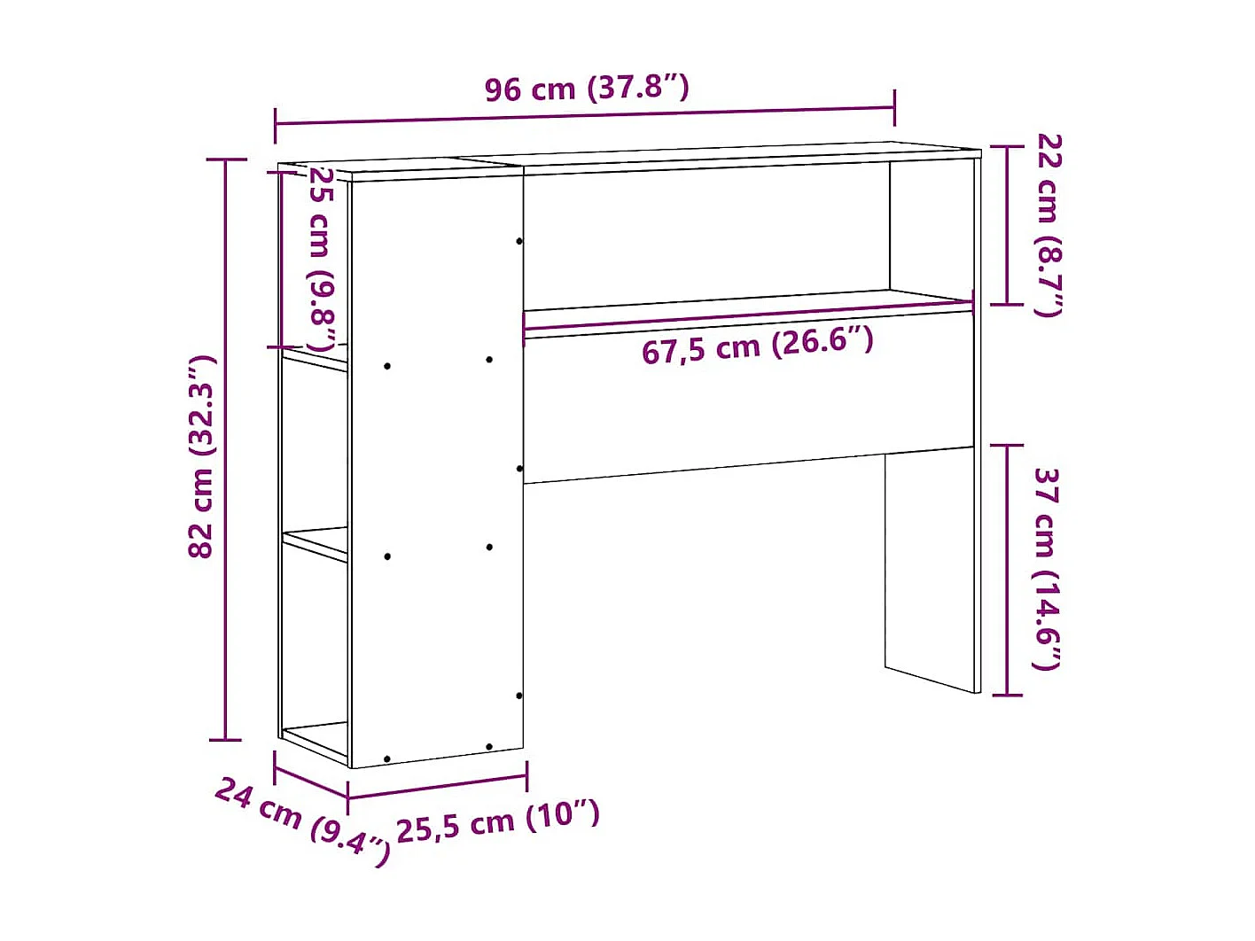 Cabecero de cama almacenaje madera maciza pino blanco 90 cm