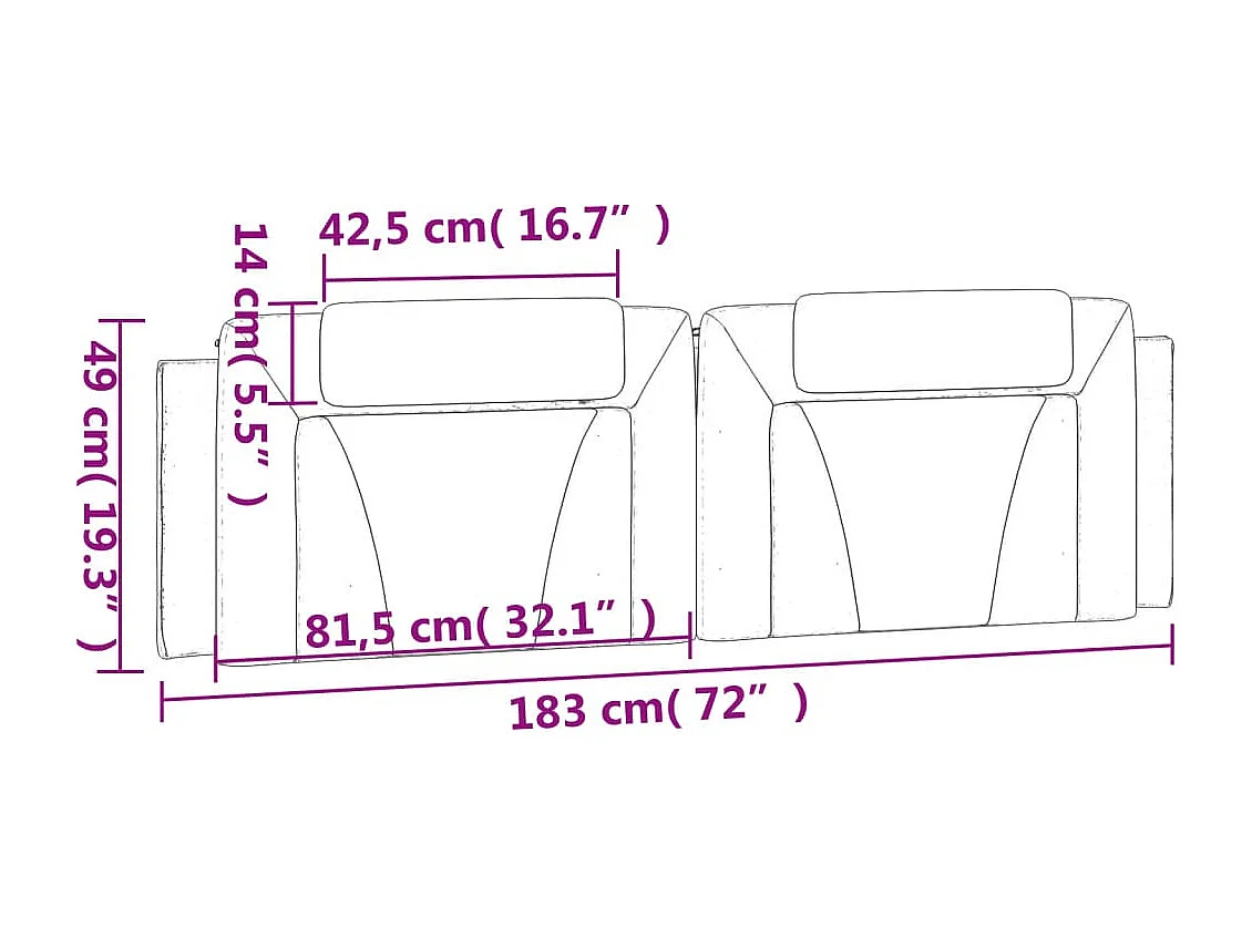Tête de lit noir 183 cm similicuir