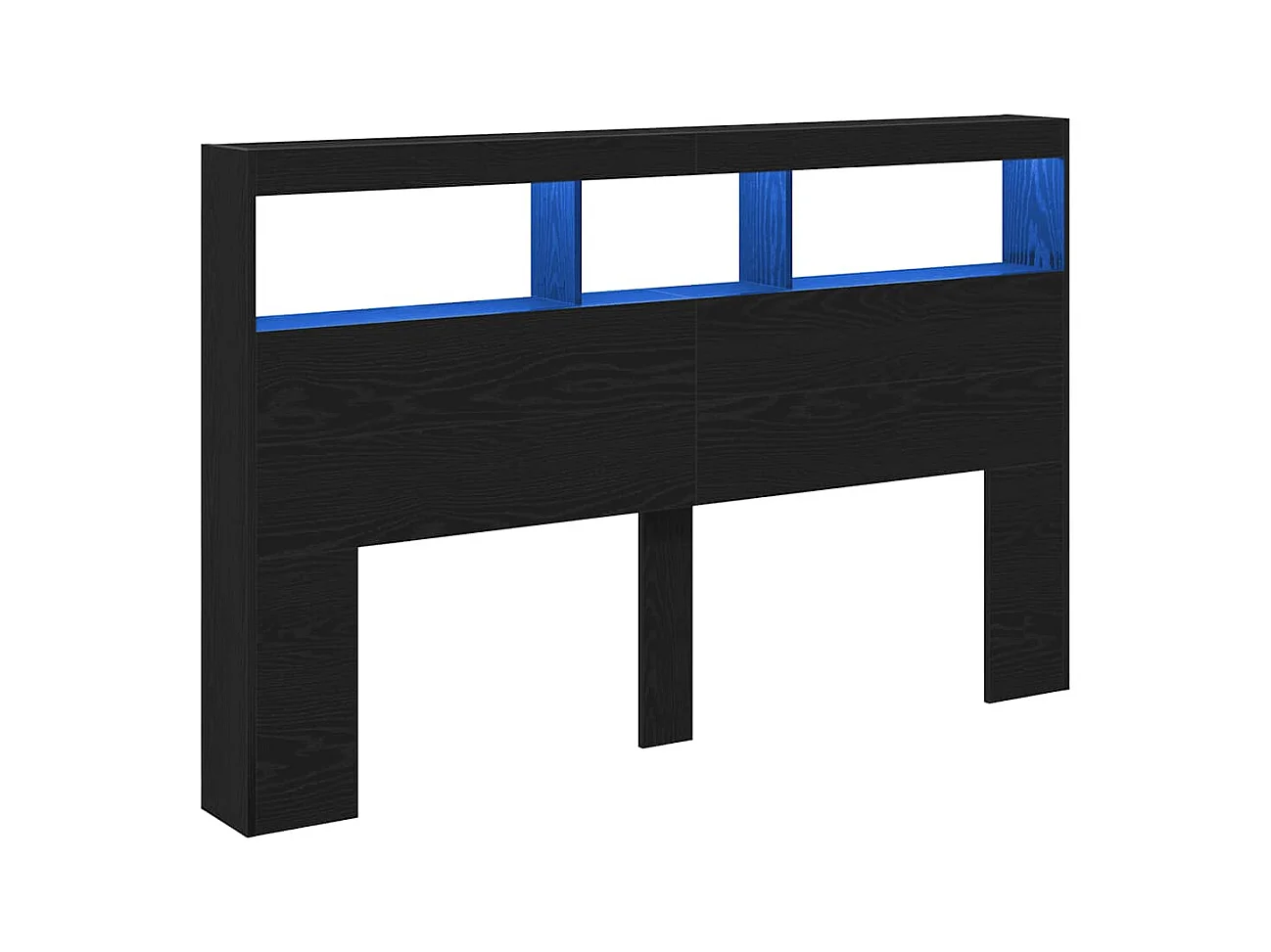 Cabecero de cama con LED roble negro 160x17x102 cm