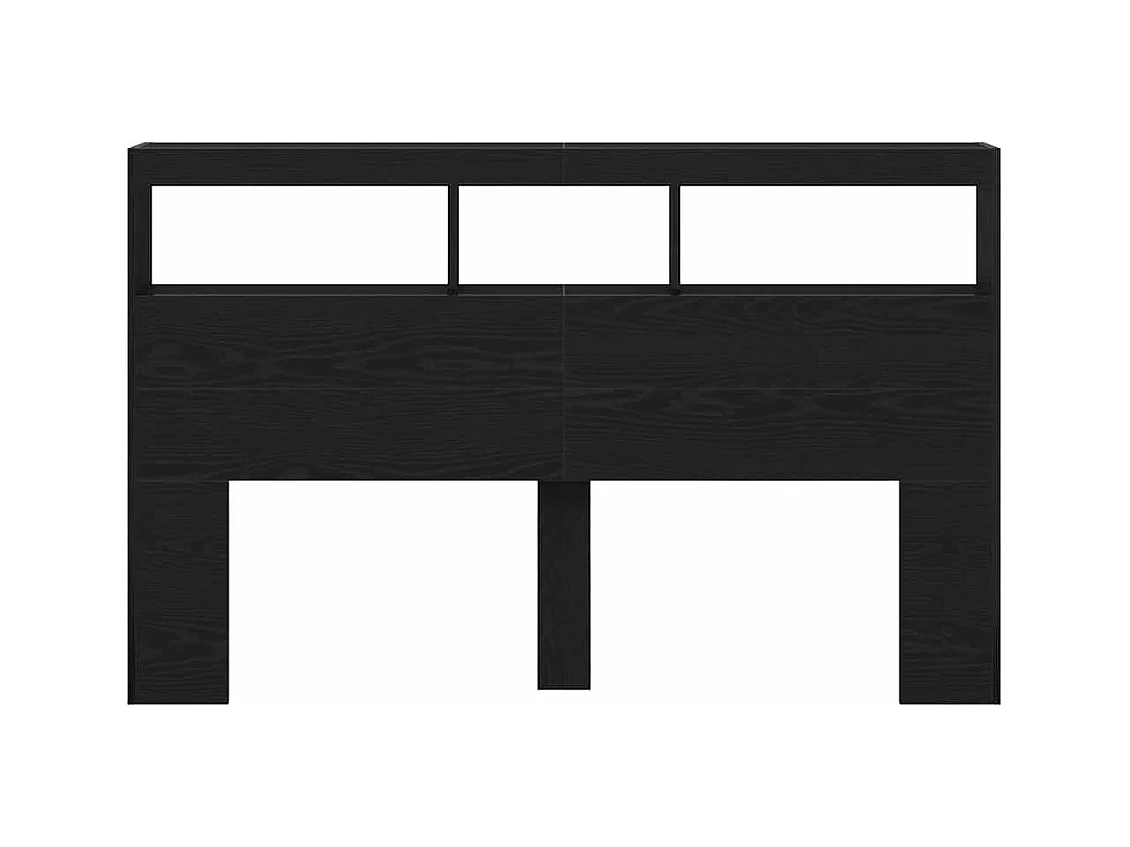 Cabecero de cama con LED roble negro 160x17x102 cm