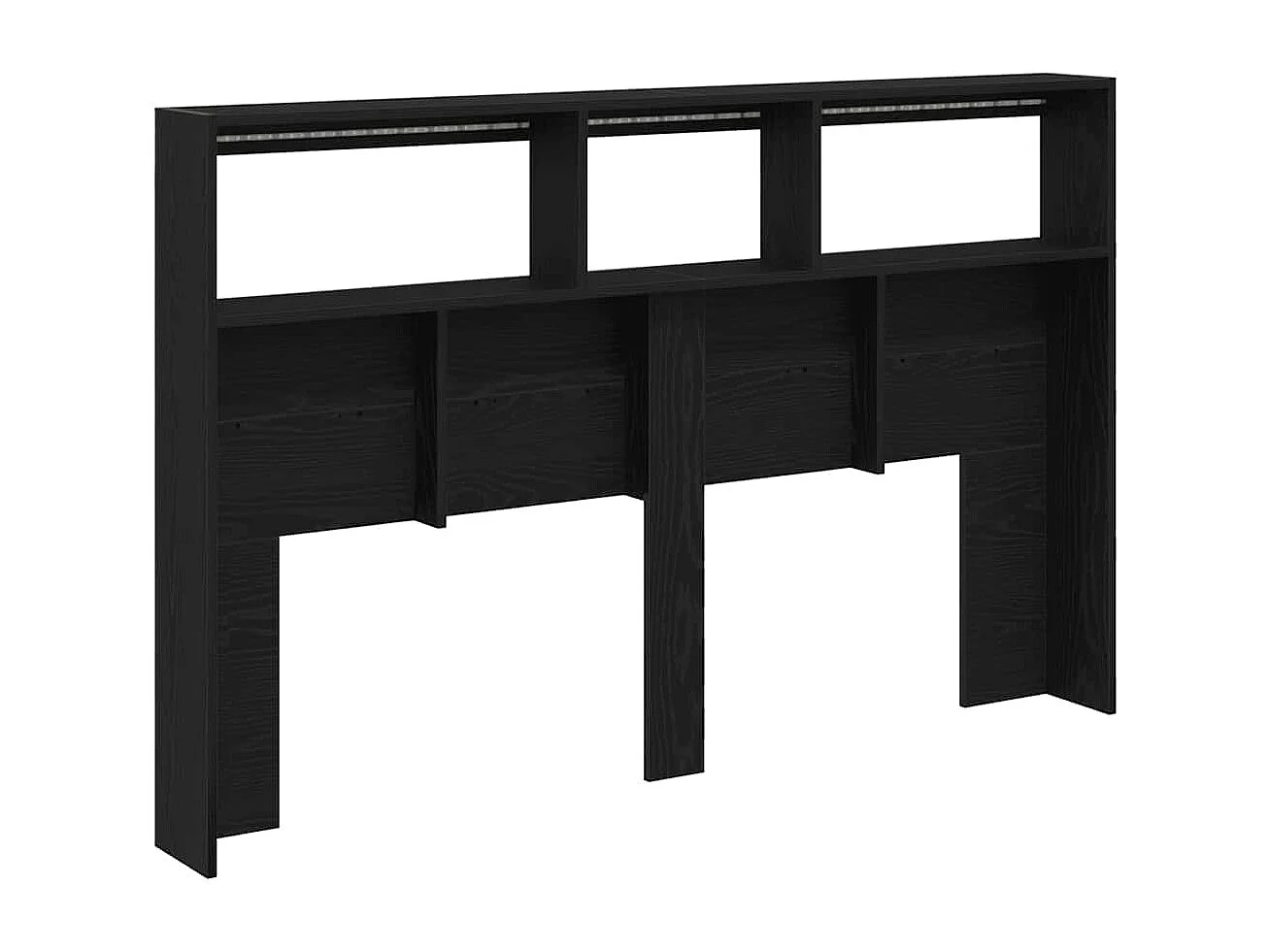 Armoire tête de lit avec LED chêne noir 160x17x102 cm