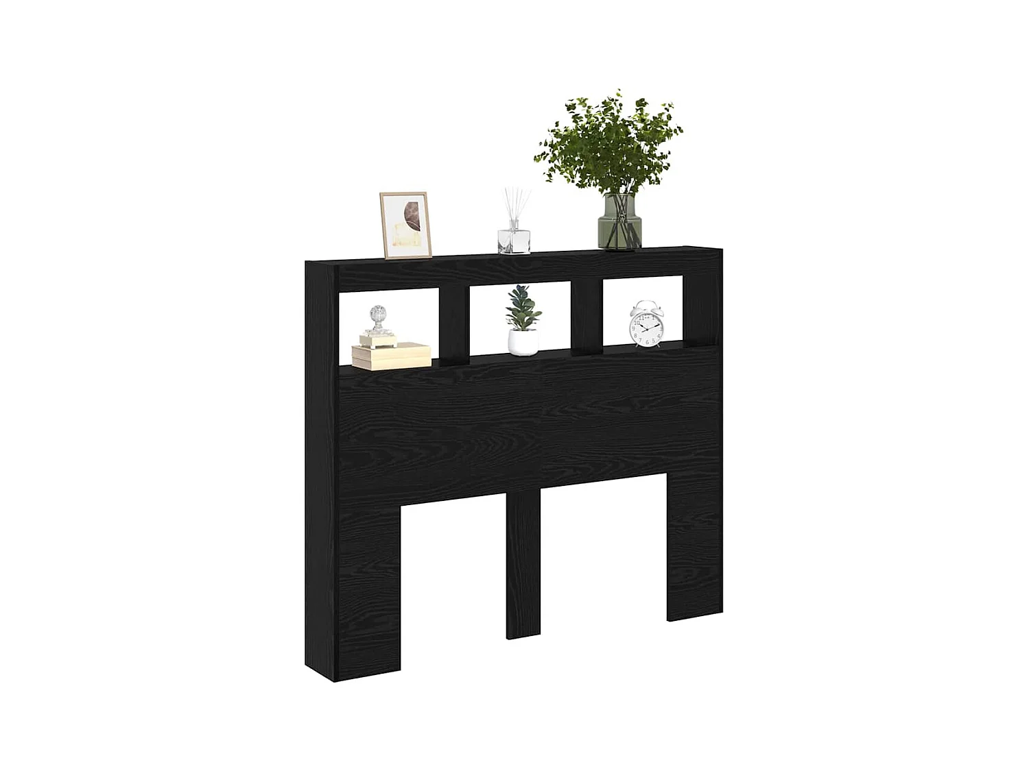 Tête de Lit avec LED Chêne noir 122 x 17 x 102 cm