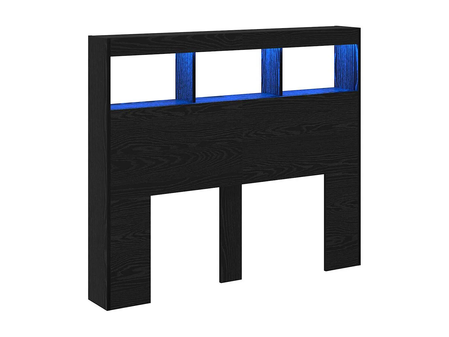 Tête de Lit avec LED Chêne noir 122 x 17 x 102 cm