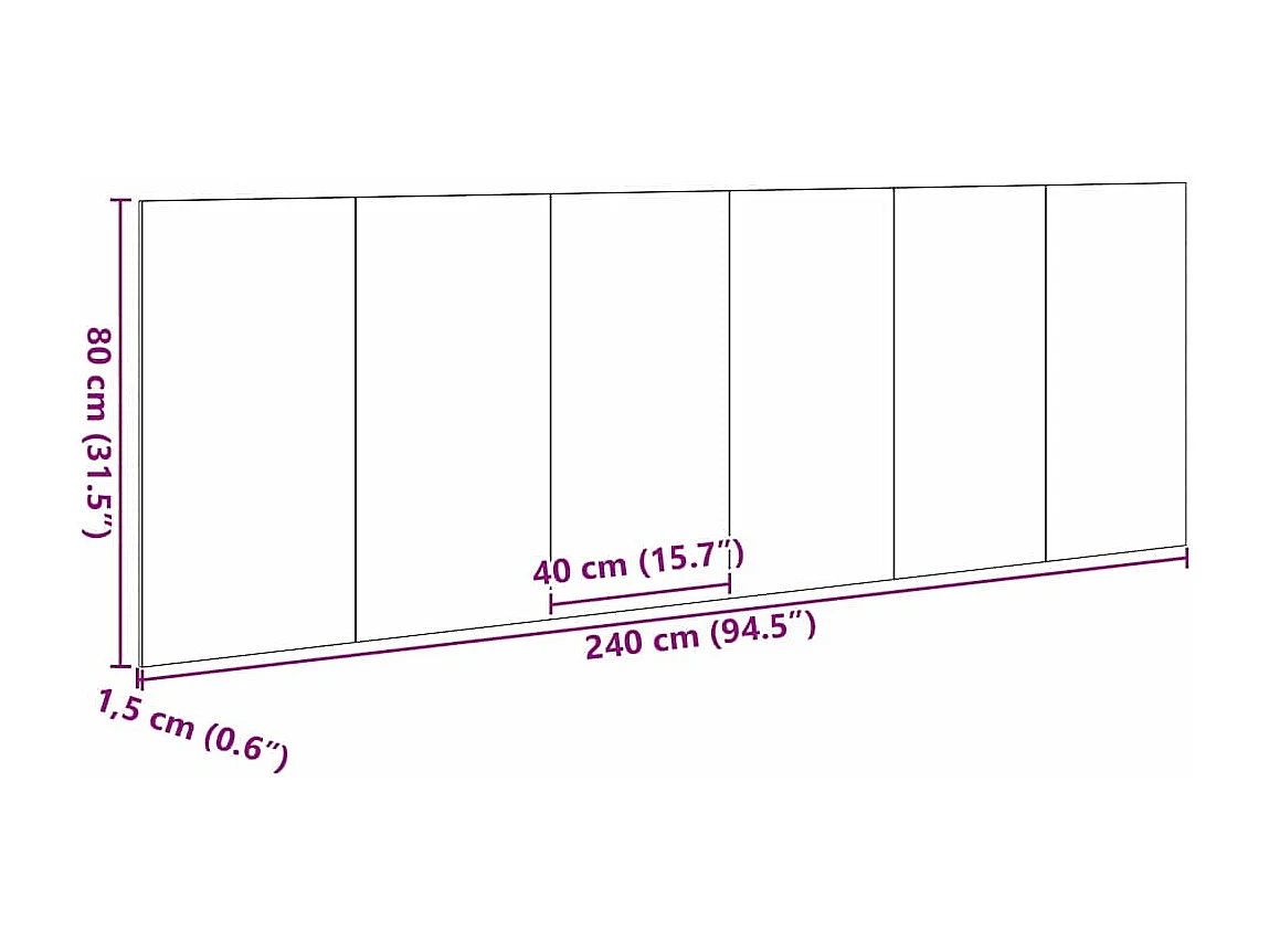 Hoofdbord Zwart eiken 240 x 1,5 x 80 cm Bewerkt hout