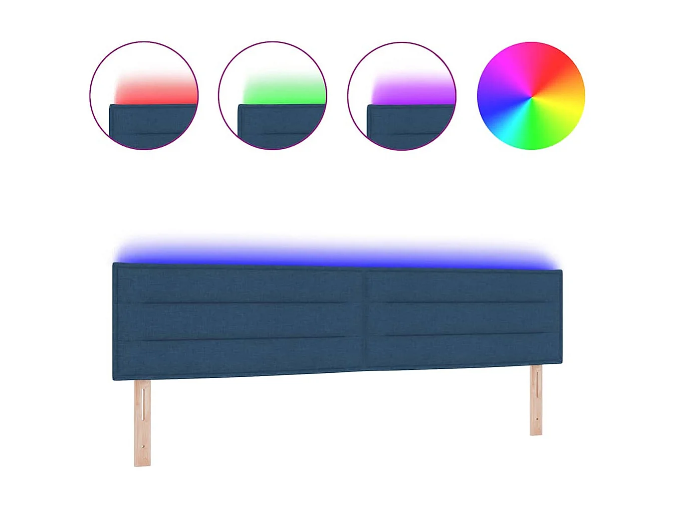 Tête de lit LED avec des lumières à LED Bleu 200 cm tissu