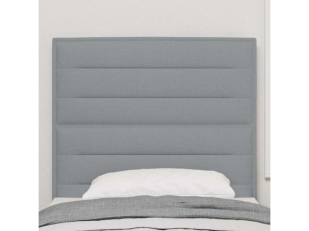 Cabecero LED con luces de tiras LED Gris claro 100 cm tela