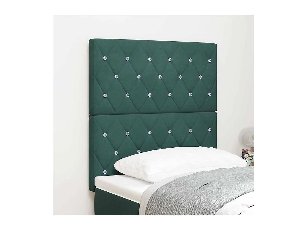 Cabecero LED Argyle con cabecera Verde oscuro 80 cm Terciopelo