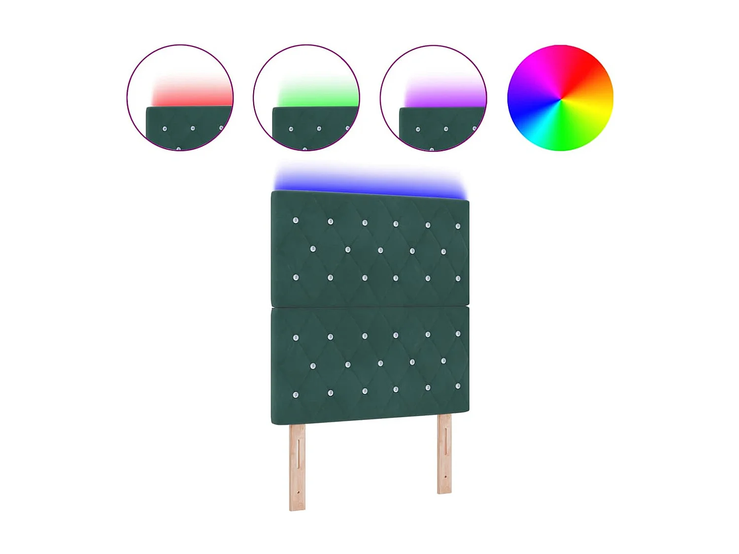 Tête de Lit LED Argyle Vert foncé 80 cm Velours