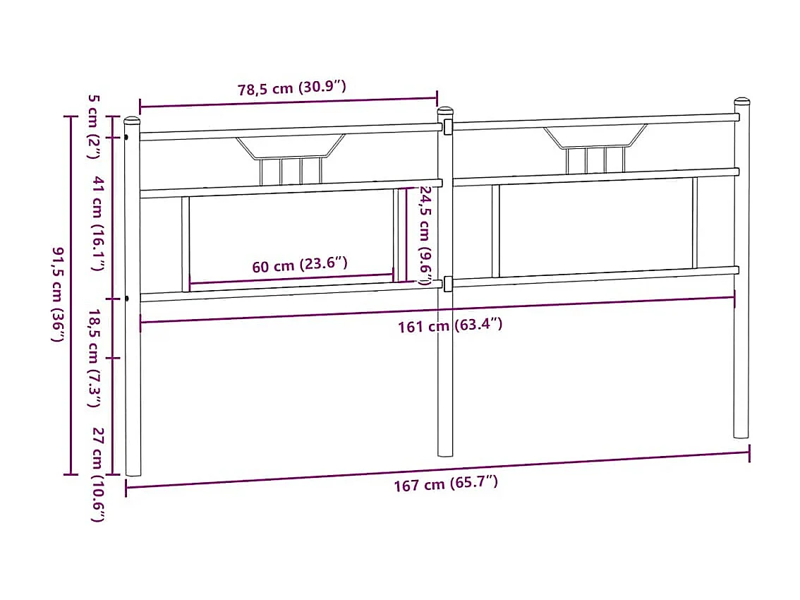 Tête de lit chêne sonoma 160 cm bois d'ingénierie et acier