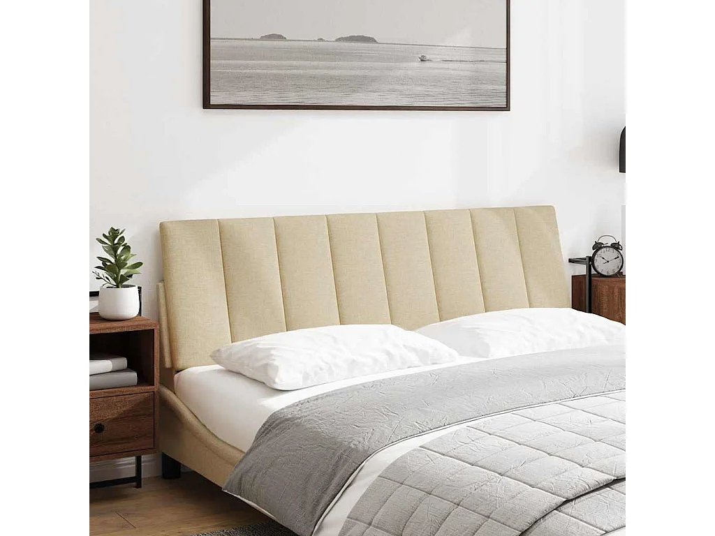 Hoofdbordkussen "Hanko" 160 cm stof crèmekleurig