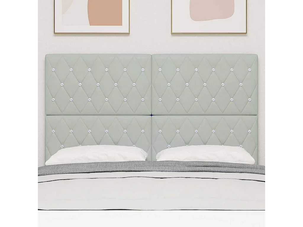 Tête de Lit LED Argyle Gris clair 144 cm Velours