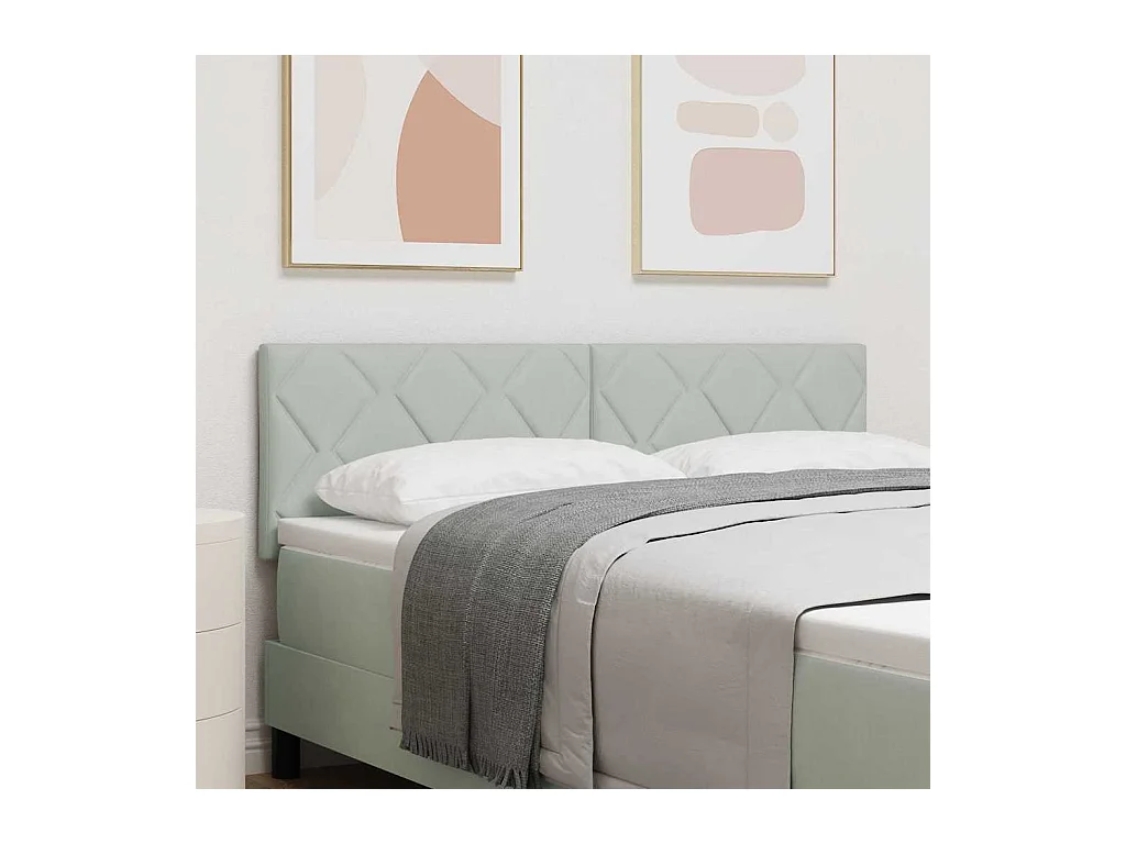 Tête de lit Montage mural Géométrique Gris clair 160 cm Velours