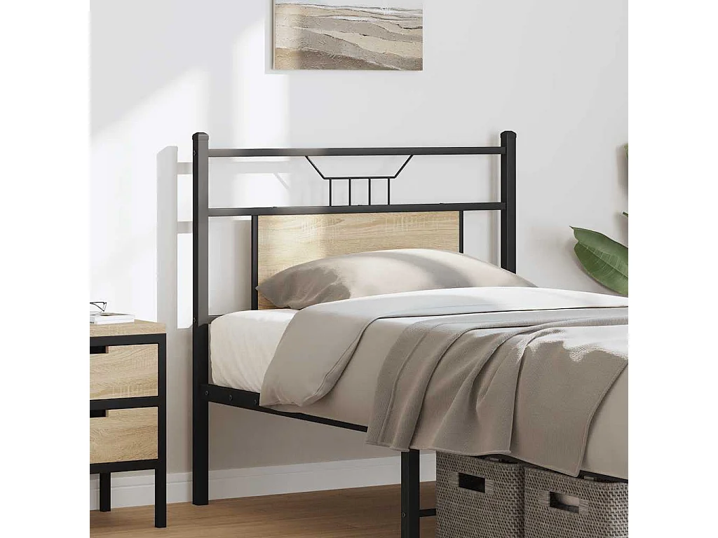 Tête de lit chêne sonoma 80 cm bois d'ingénierie et acier