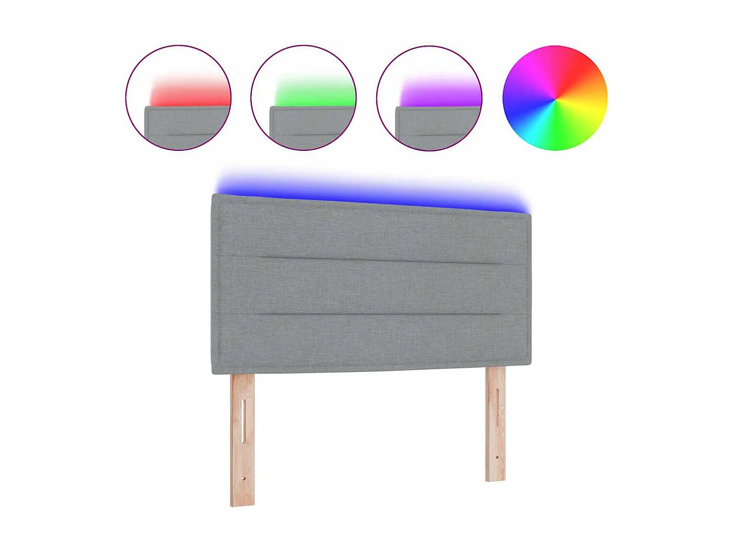 Cabecero LED con luces de tiras LED Gris claro 80 cm tela