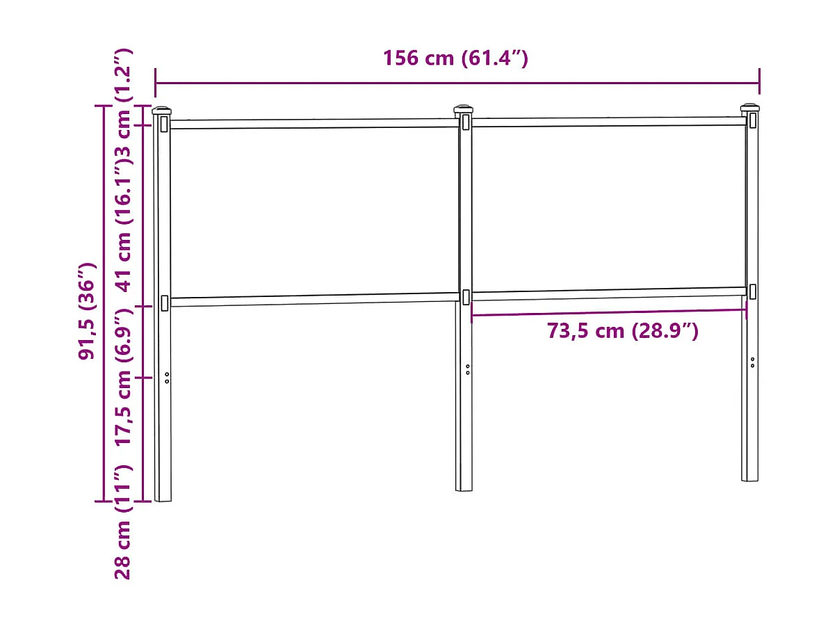 Cabecero de madera de ingeniería y acero marrón roble 150 cm