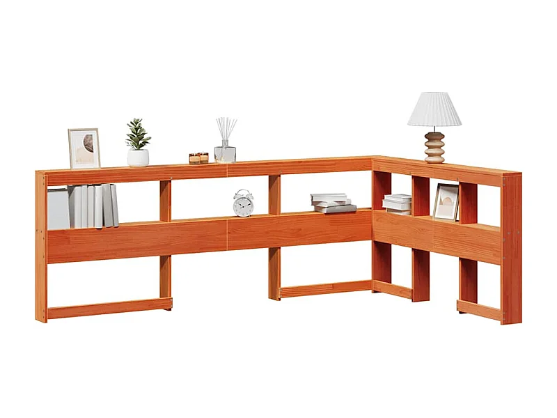 Estante cabeceira forma de L 120 cm pinho maciço castanho-mel