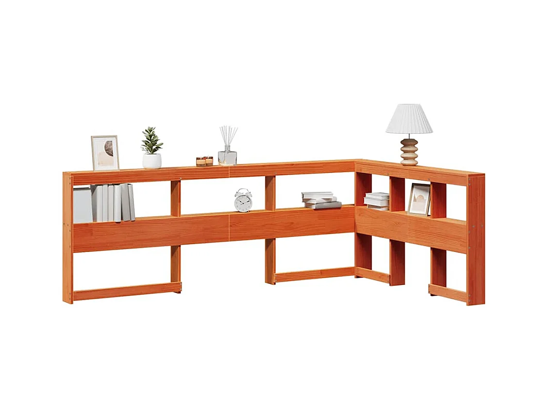 Estante cabeceira forma de L 120 cm pinho maciço castanho-mel