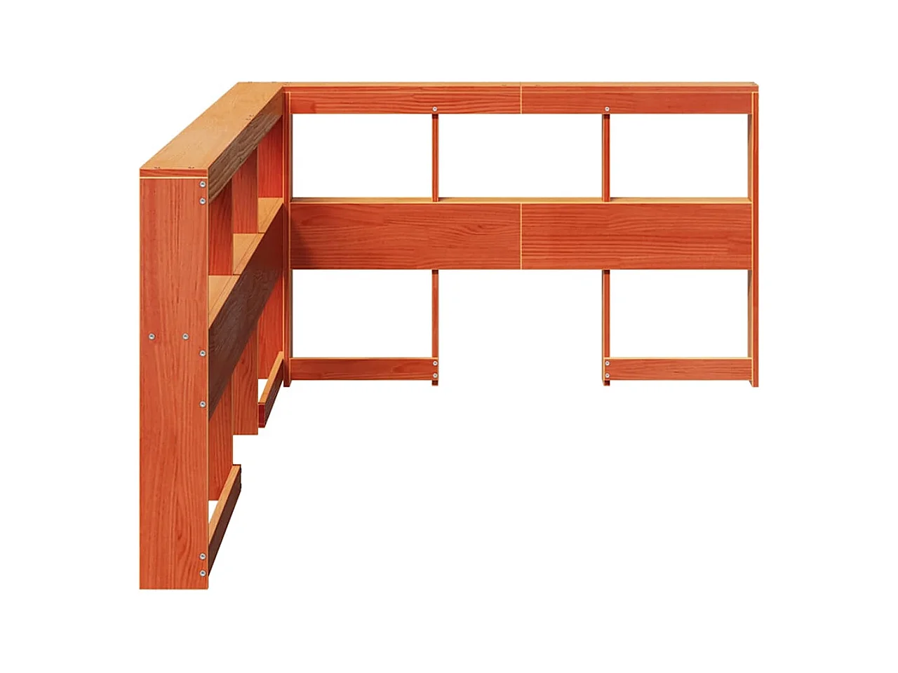 Estante cabeceira forma de L 120 cm pinho maciço castanho-mel