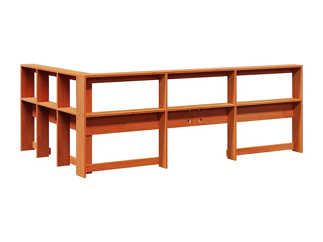 Estante cabeceira forma de L 120 cm pinho maciço castanho-mel