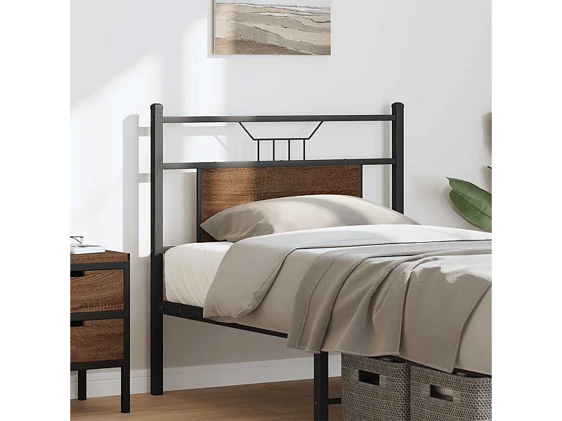 Cabeceira de cama 75 cm derivados madeira/aço carvalho castanho