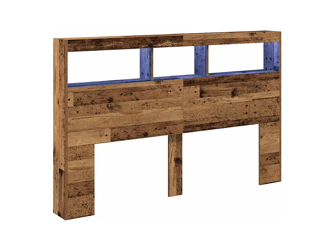 Armoire tête de lit avec LED vieux bois 160x17x102 cm