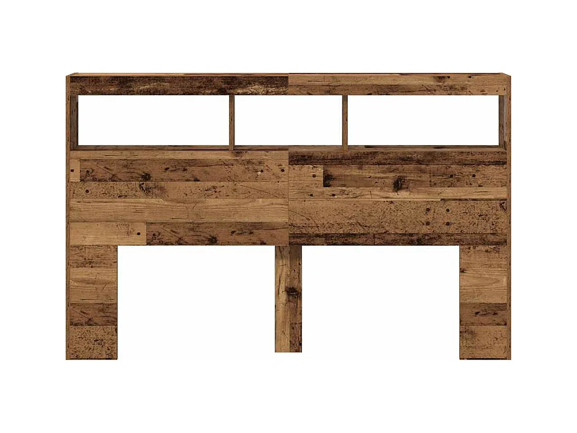 Armoire tête de lit avec LED vieux bois 160x17x102 cm