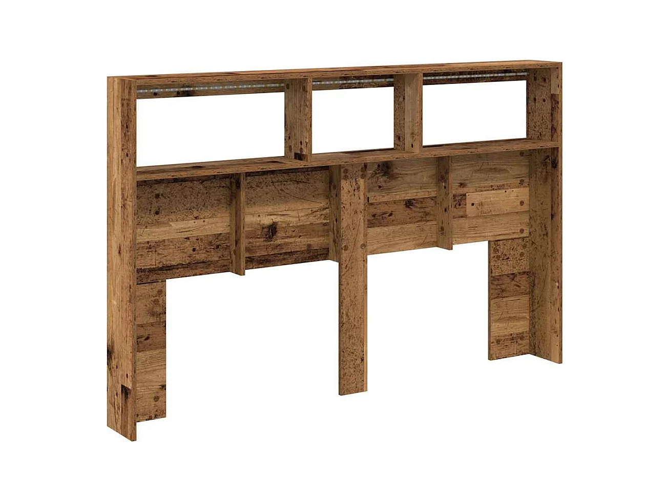 Armoire tête de lit avec LED vieux bois 160x17x102 cm